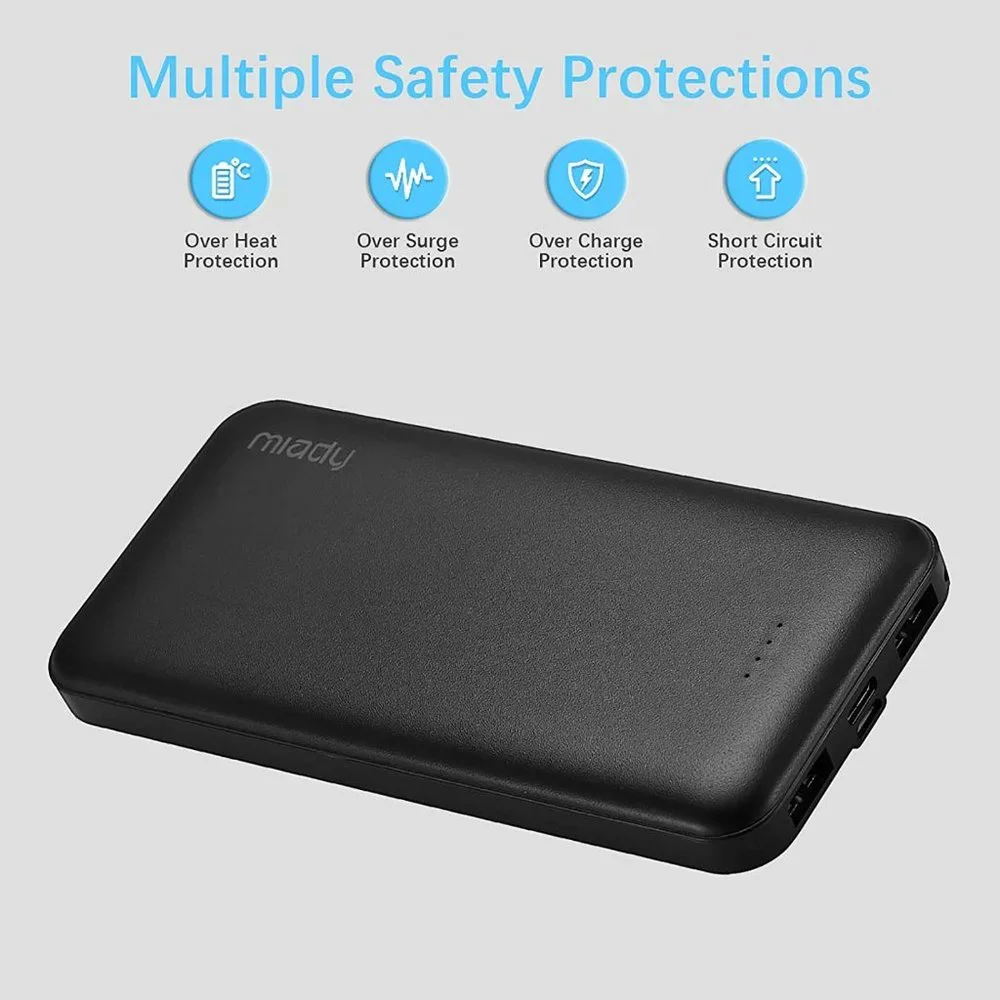 2-Pack Miady 10000mAh Dual USB Portable Charger, Fast Charging Power Bank